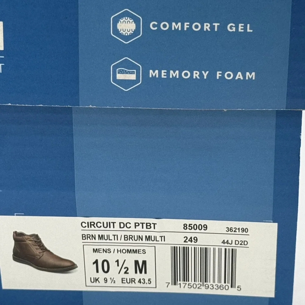 Nunn Bush Circuit DC Plain Toe Chukka Brown Boot Men 10.5 Softgel Heel Pod NIB